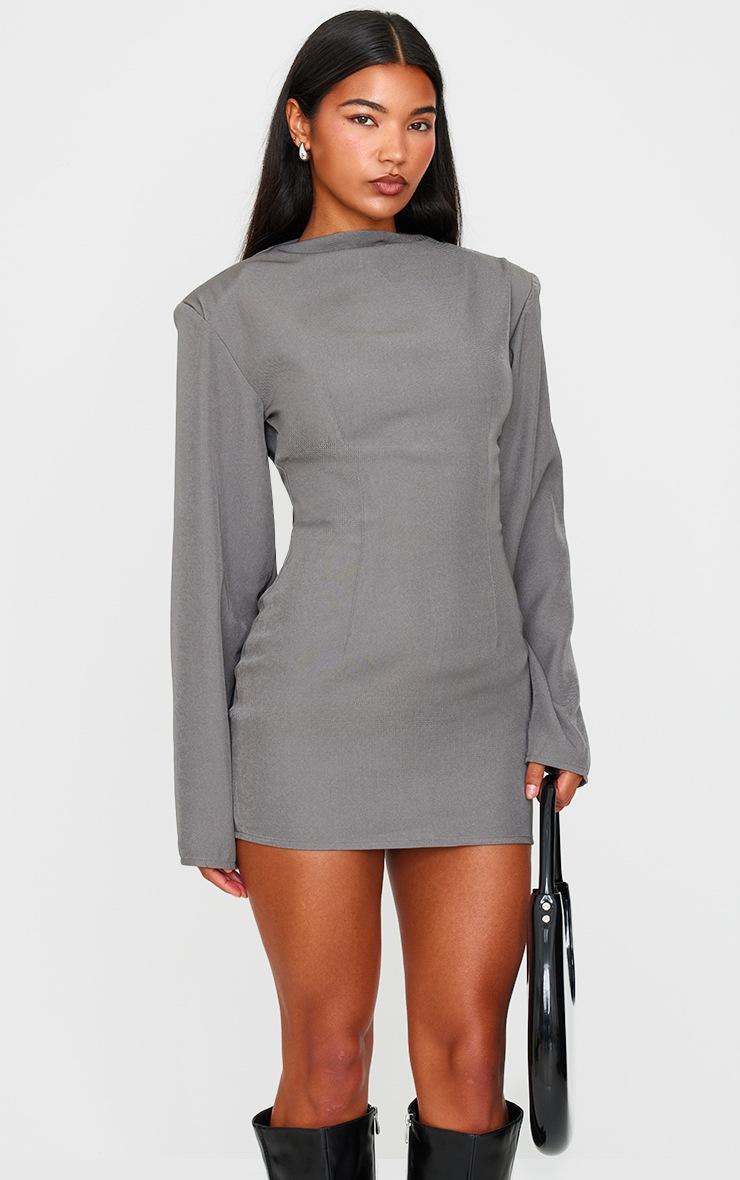 Pretty Little Thing Grey Woven Batwing Bodycon Dress
