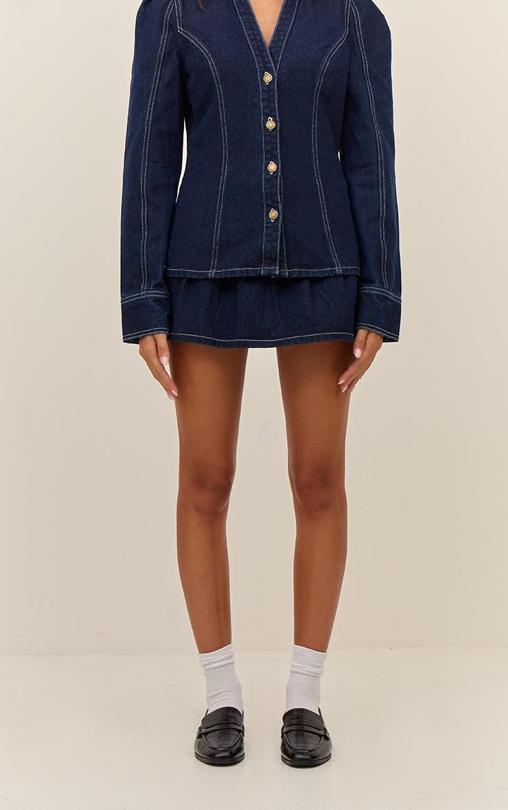 Pretty Little Thing Indigo Floaty Pleated Denim Mini Skirt