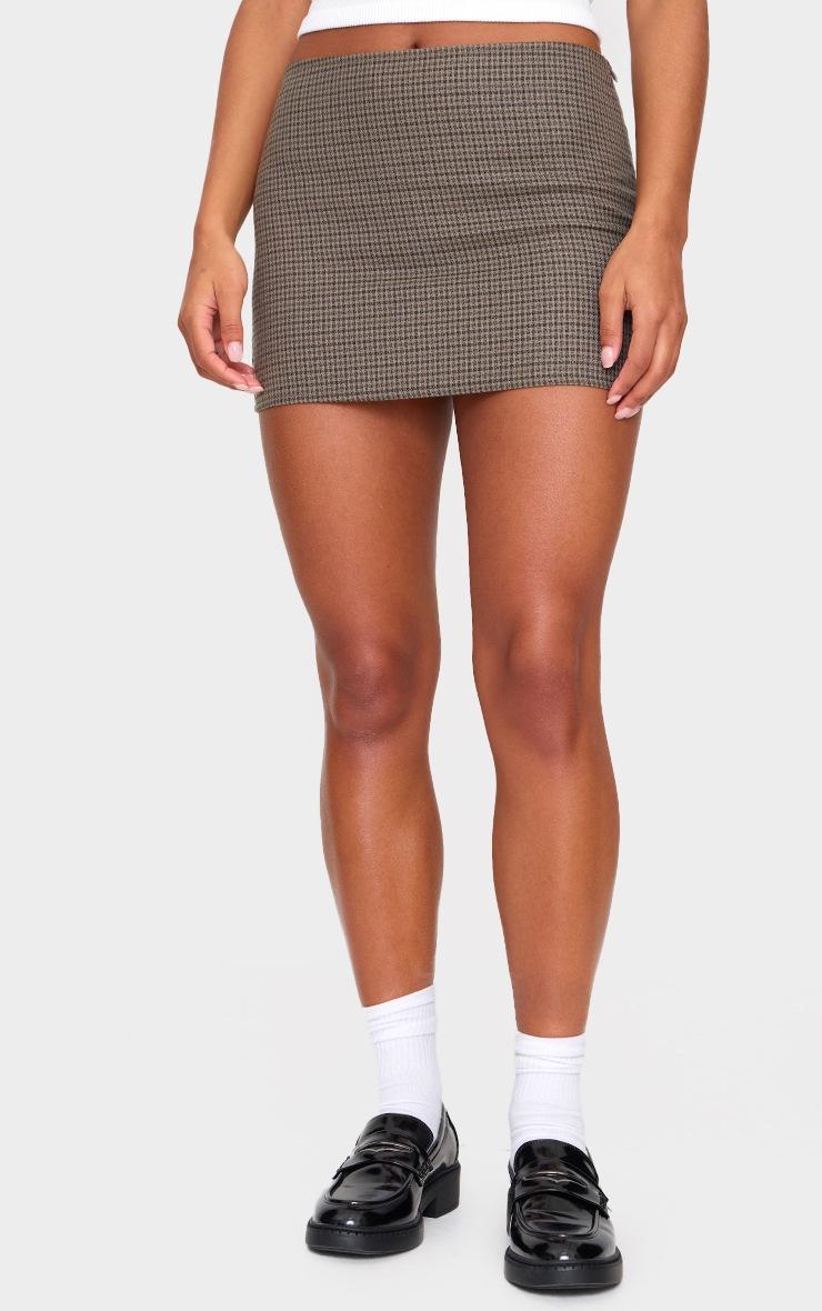 Pretty Little Thing Khaki Check Print Low Waist Micro Mini Skirt