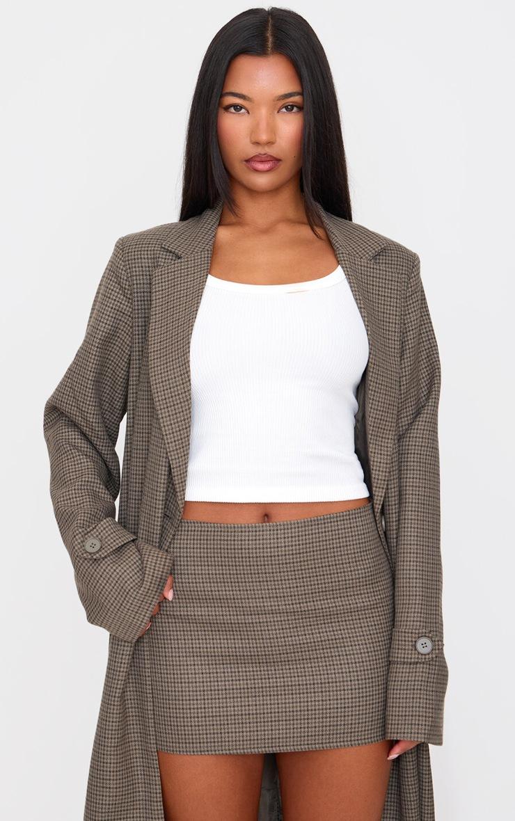 Pretty Little Thing Khaki Check Print Low Waist Micro Mini Skirt