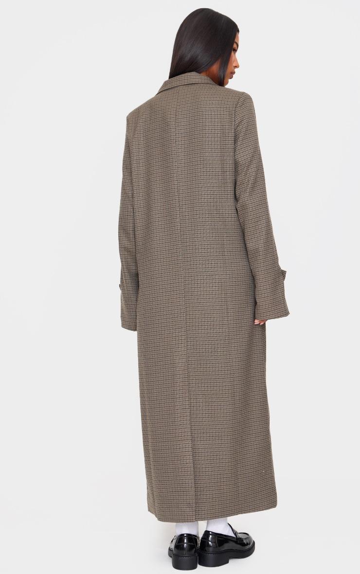 Pretty Little Thing Khaki Check Print Oversized Trench Coat
