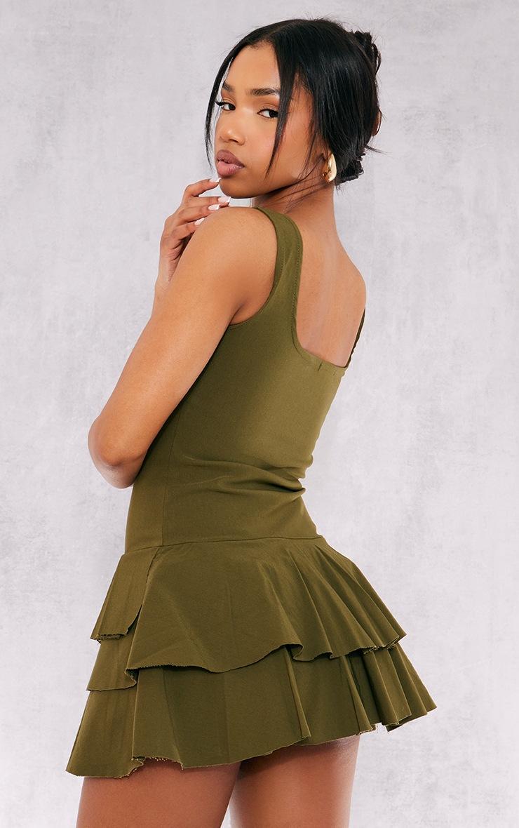 Pretty Little Thing Khaki Stretch Woven Pleated Skort Romper