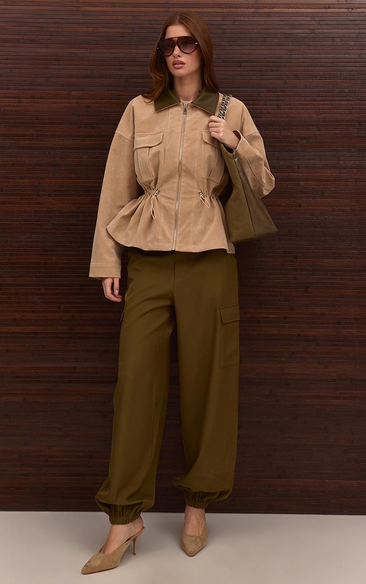 Pretty Little Thing Khaki Woven Elasticated Hem Cargos