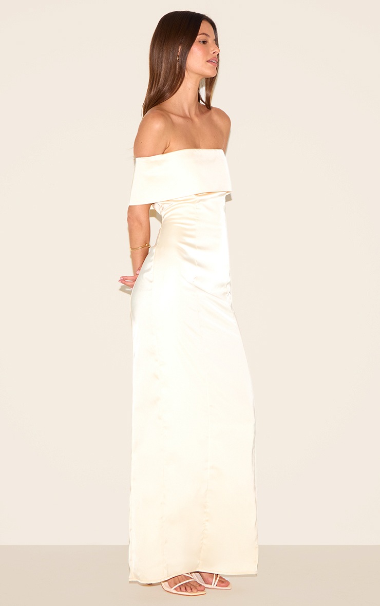 Pretty Little Thing Lemon Bridesmaid Bardot Fold Over Sleeveless Maxi Dress