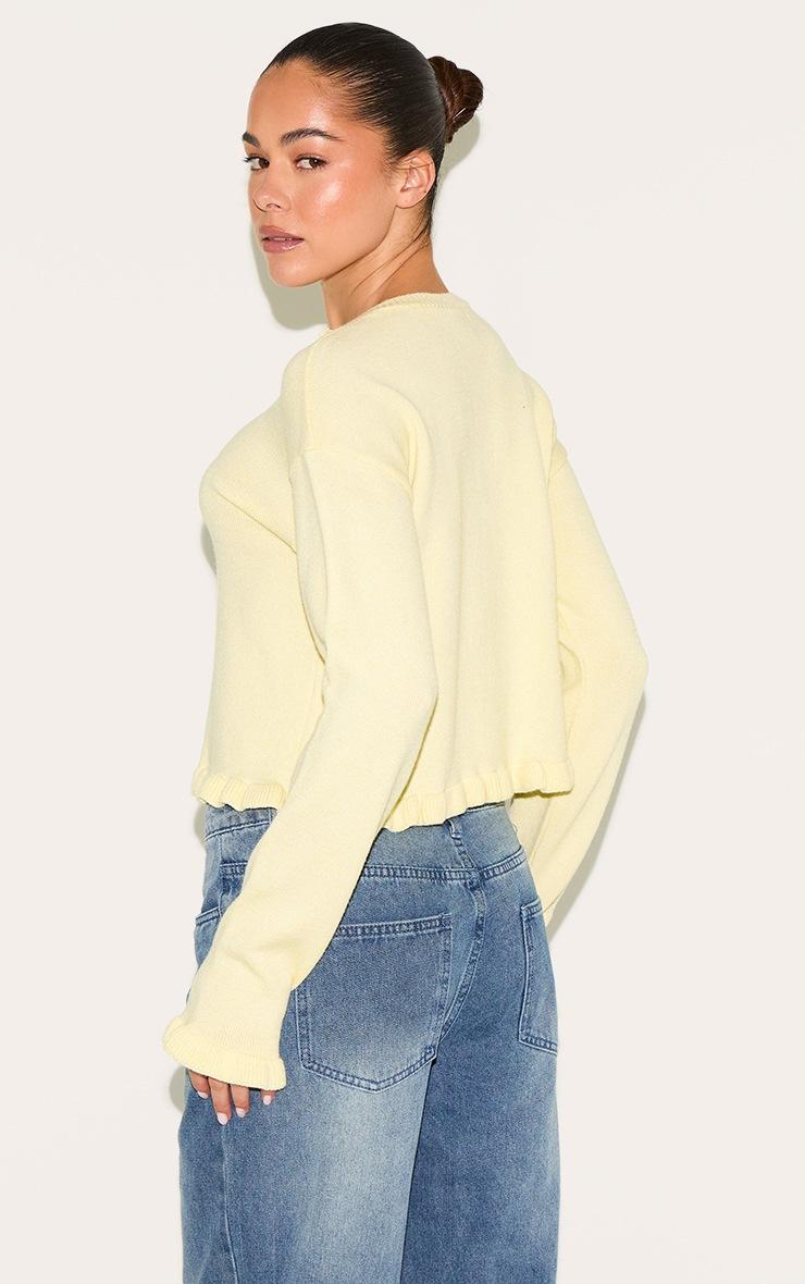 Pretty Little Thing Lemon Knit Ruffle Detail Cardigan