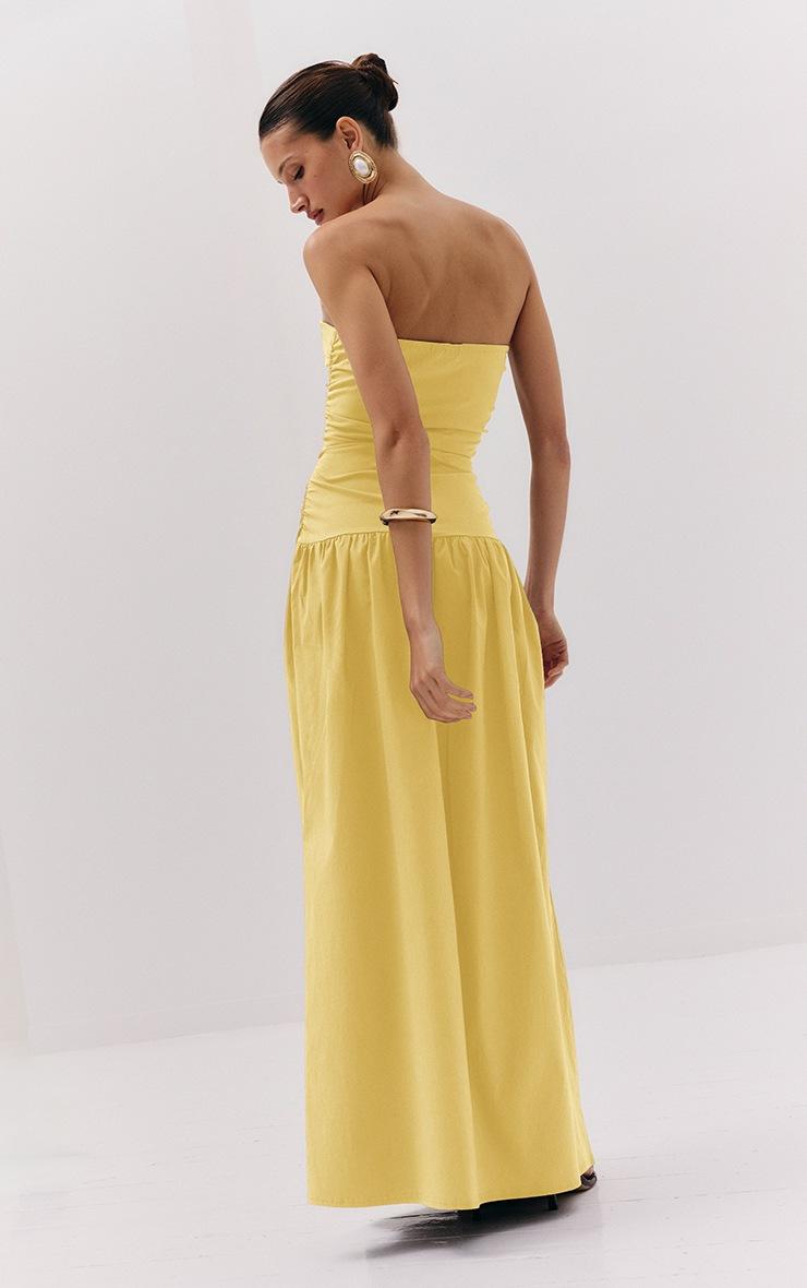 Pretty Little Thing Lemon Stretch Woven Bandeau Ruched Maxi Dress