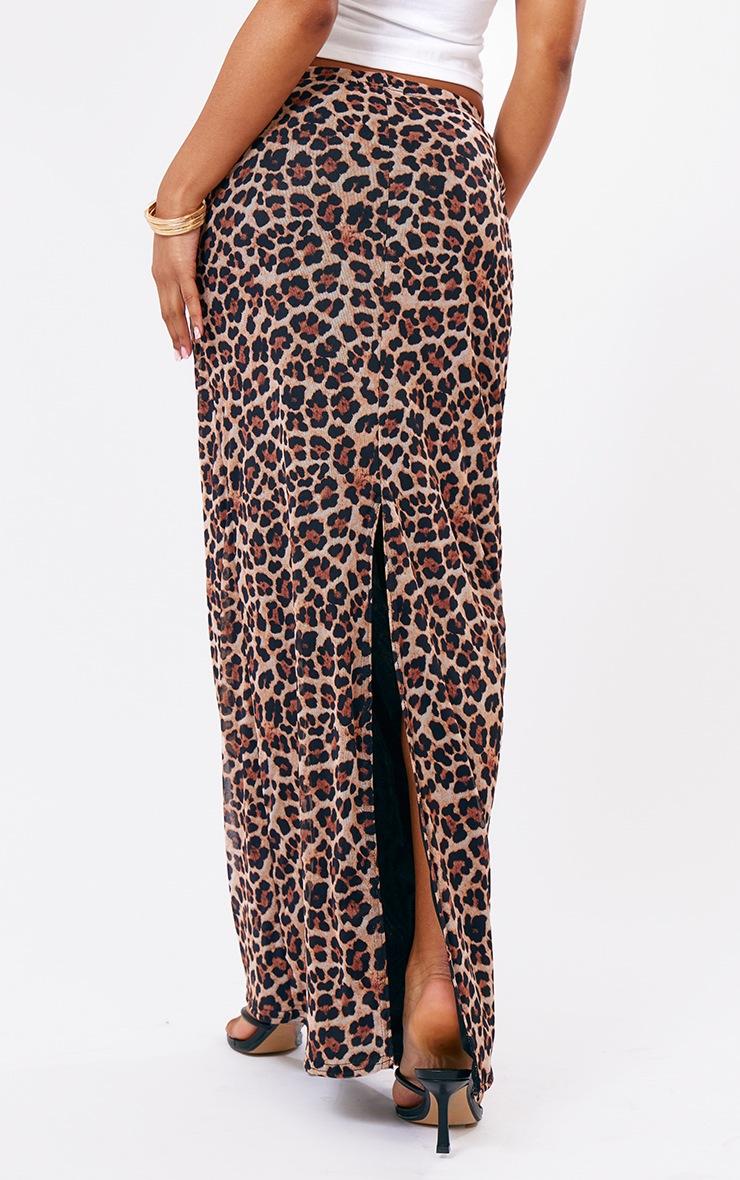 Pretty Little Thing Leopard Printed Lined Mesh Maxi Skirt