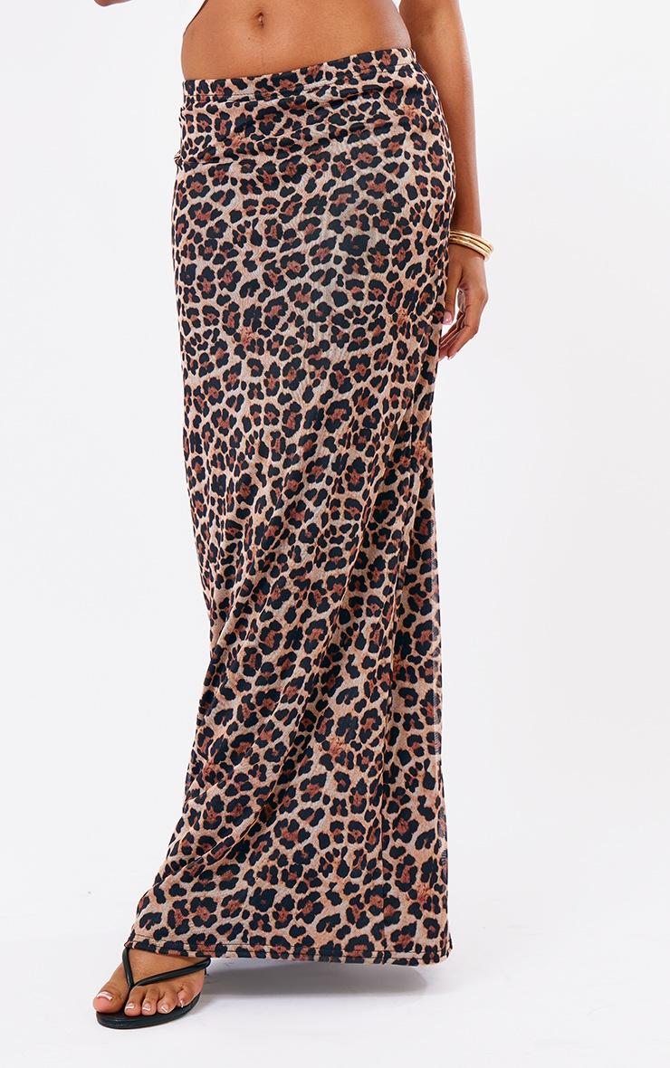 Pretty Little Thing Leopard Printed Lined Mesh Maxi Skirt