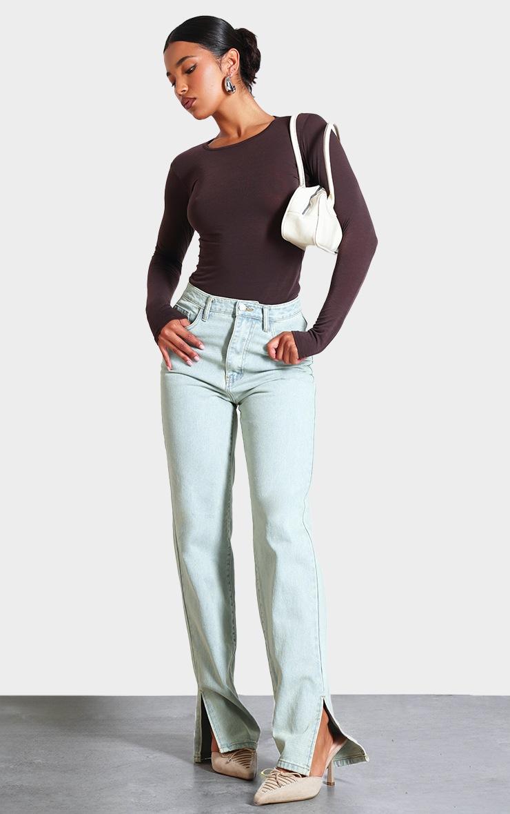 Pretty Little Thing Light Blue Vintage Wash Split Hem Jeans