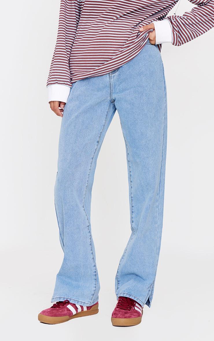 Pretty Little Thing Light Blue Wash L30 Split Hem Style Jeans