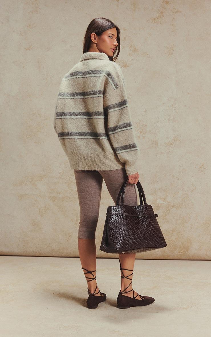 Pretty Little Thing Light Brown Thick Brushed Rib Capris