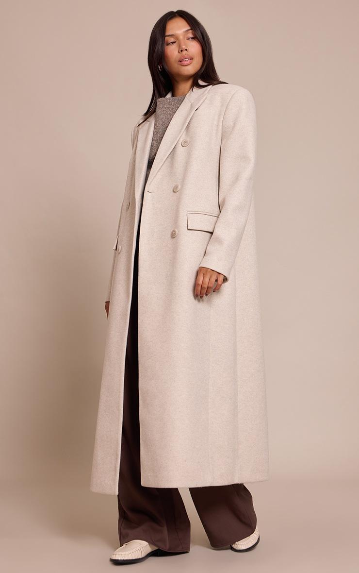 Pretty Little Thing Light Grey Double Breasted Oversized Structured Coat