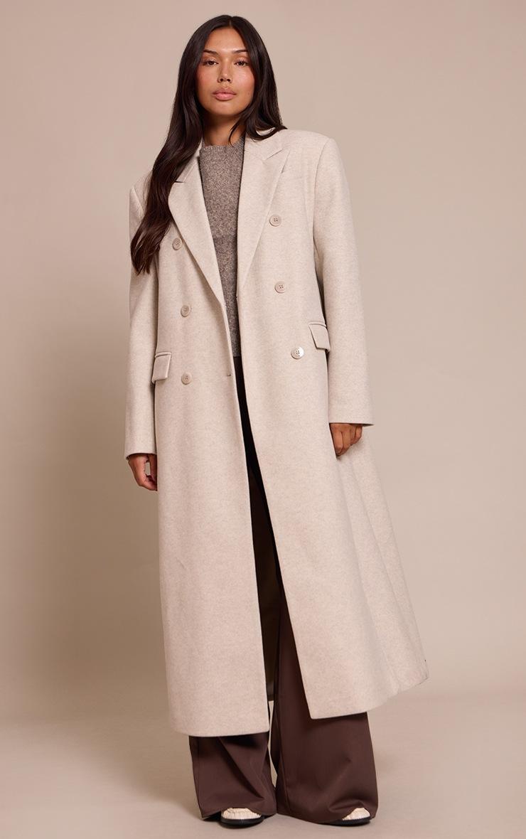 Pretty Little Thing Light Grey Double Breasted Oversized Structured Coat