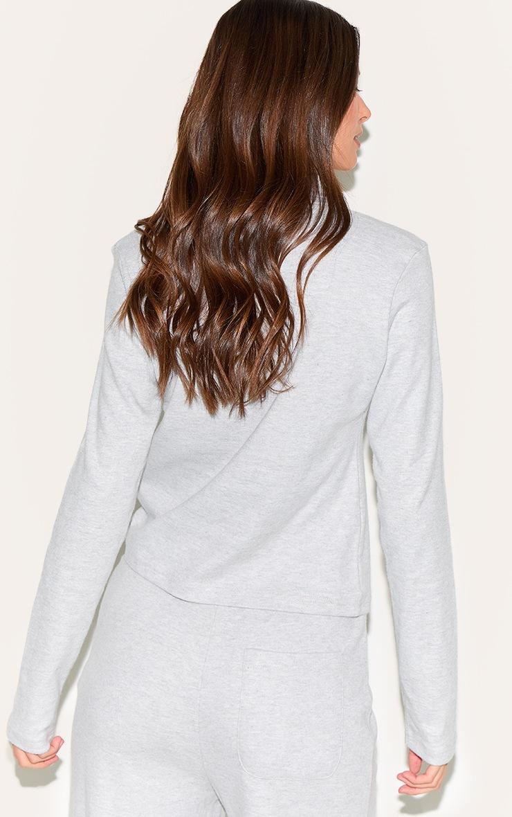 Pretty Little Thing Light Grey Long Sleeved Super Soft V Neck Button Up Top
