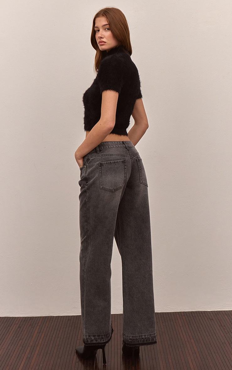 Pretty Little Thing Light Grey Released Hem Straight Leg Jeans