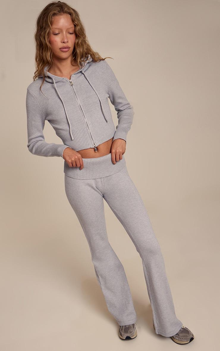 Pretty Little Thing Light Grey Zip Through Knitted Hoodie