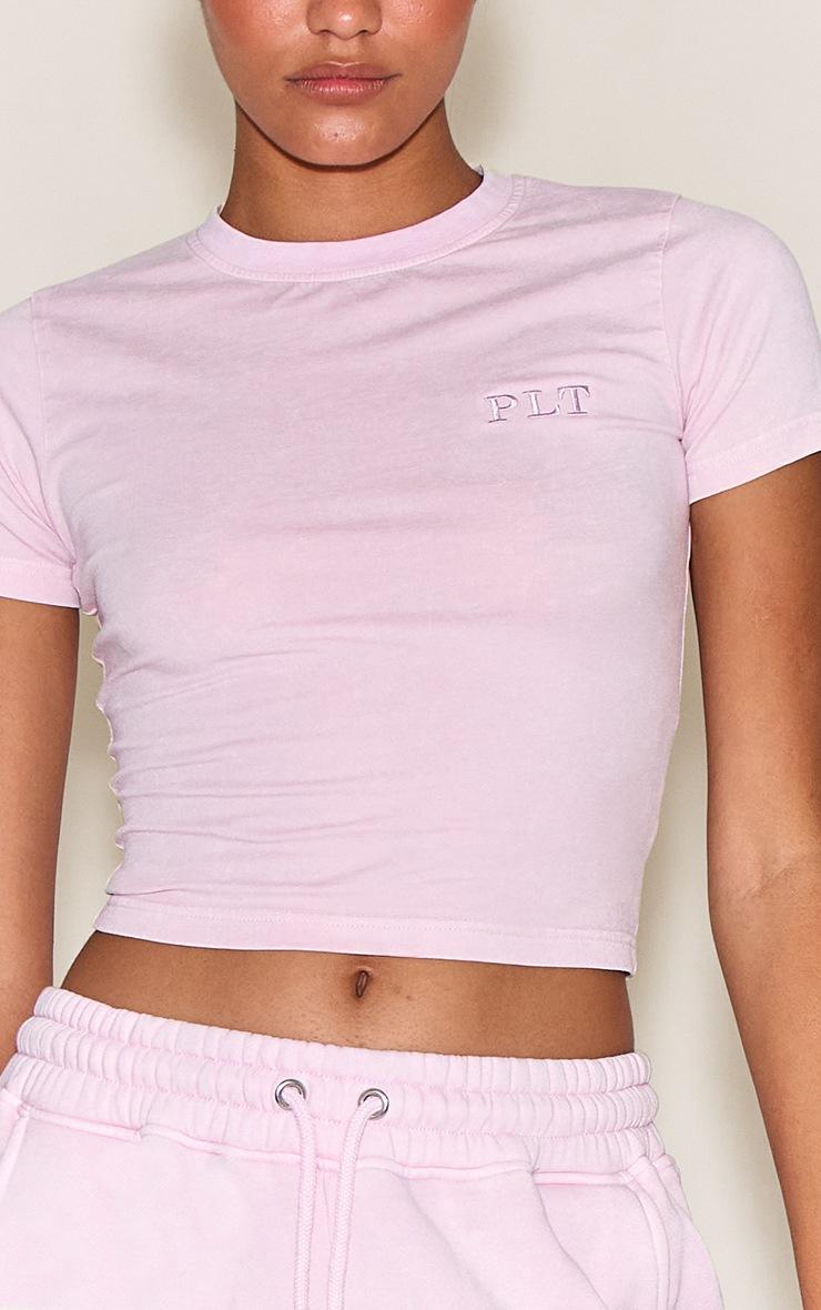 Pretty Little Thing Light Pink Washed Fitted T-shirt