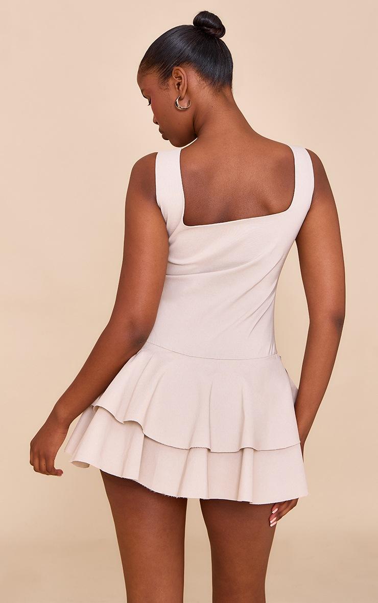 Pretty Little Thing Light Taupe Stretch Woven Pleated Skort Romper