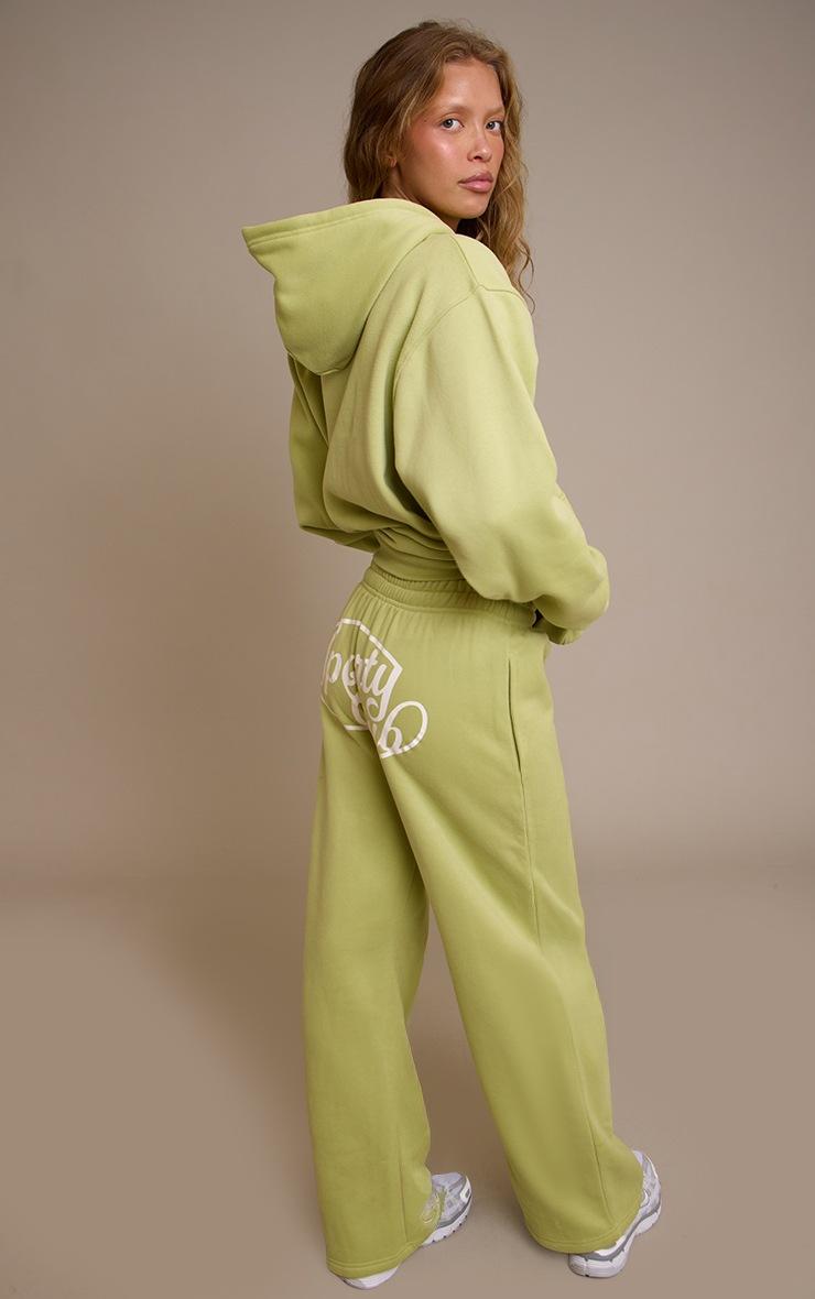 Pretty Little Thing Lime Green Sports Club Cotton Fleece Straight Leg Sweatpants