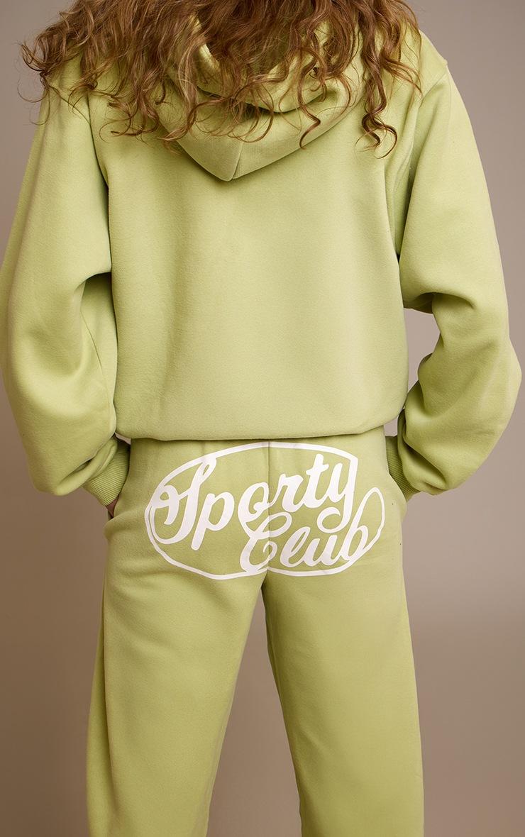 Pretty Little Thing Lime Green Sports Club Cotton Fleece Straight Leg Sweatpants