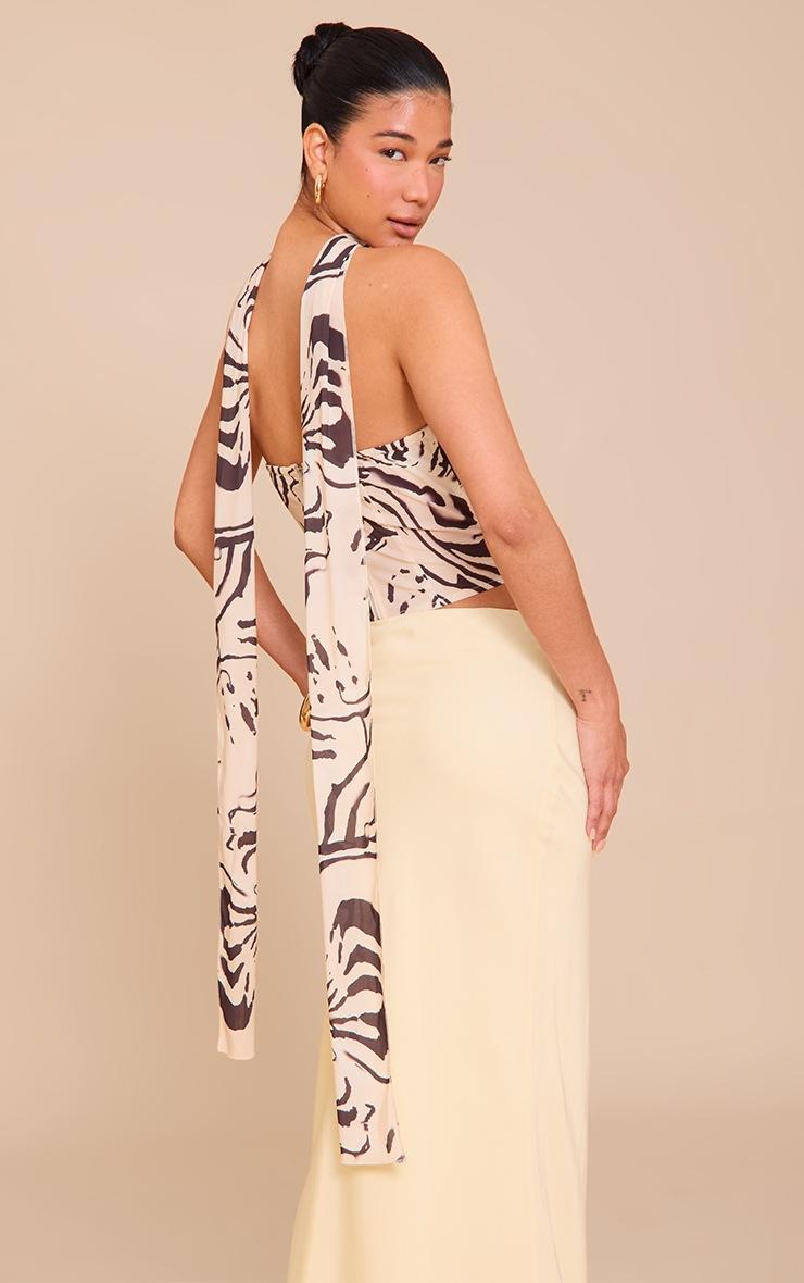 Pretty Little Thing Monochrome Abstract Zebra Printed Scarf Detail Corset