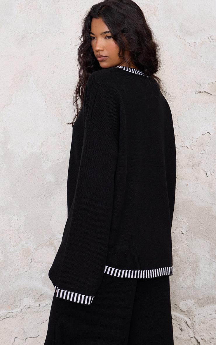 Pretty Little Thing Monochrome Contrast Stitch Detail Knit Oversized Sweater