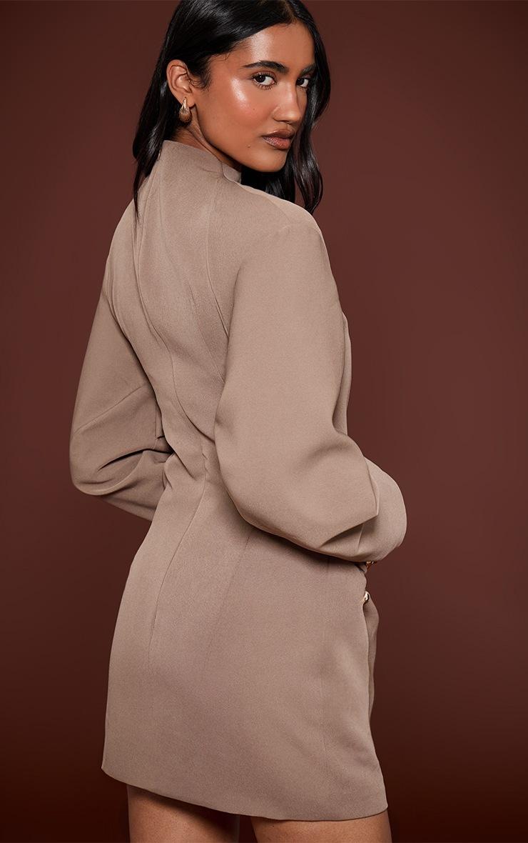 Pretty Little Thing Mushroom Cacoon Sleeve Trim Detail Mini Dress