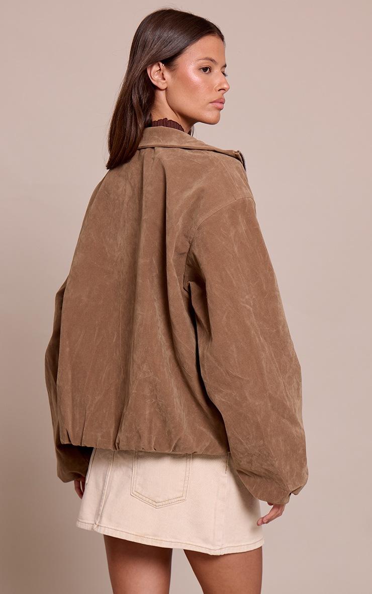 Pretty Little Thing Mushroom Faux Suede Bomber Jacket