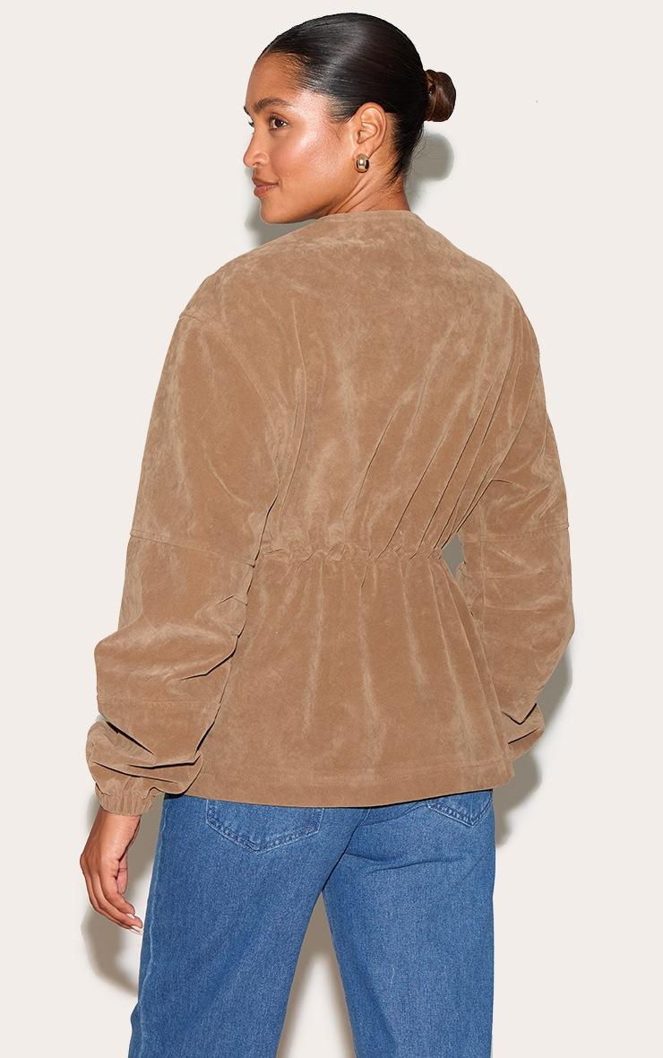 Pretty Little Thing Mushroom Structured Faux Suede Pocket Detail Adjustable Waist Jacket