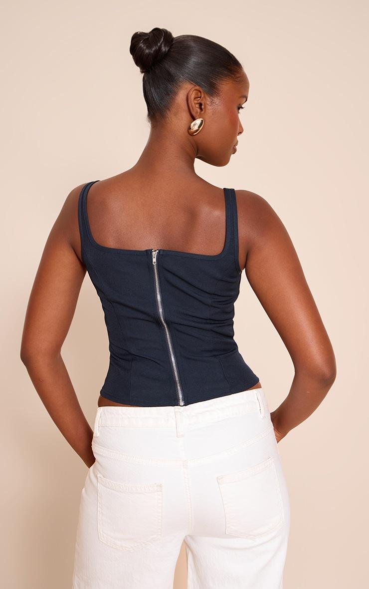 Pretty Little Thing Navy Boned Dip Hem Longline Corset