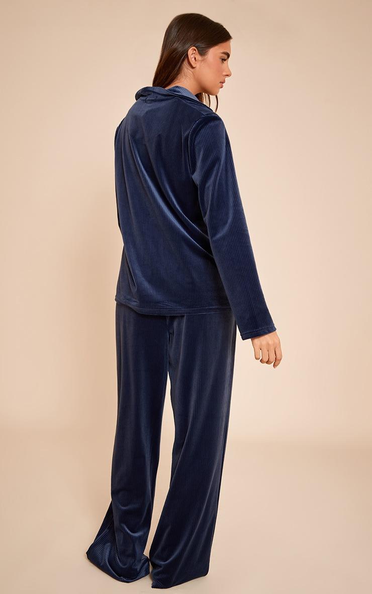 Pretty Little Thing Navy Button Up Fleece Cord Style Pajama Set