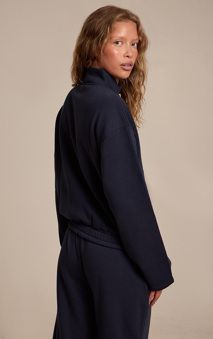 Pretty Little Thing Navy Contrast Drawcord Funnel Neck Sweatshirt