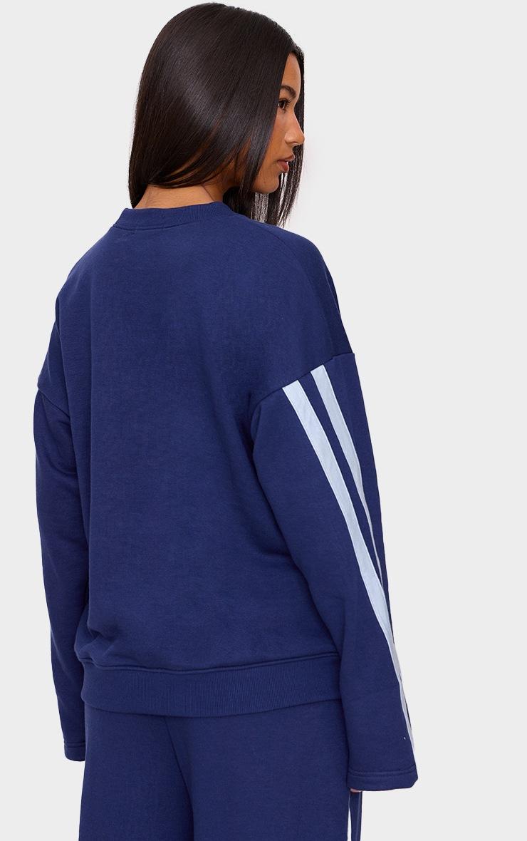 Pretty Little Thing Navy Contrast Striped Oversized Sweatshirt