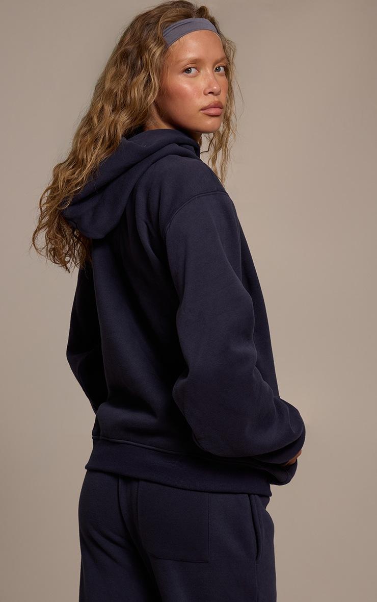 Pretty Little Thing Navy Cotton Fleece Pullover Hoodie