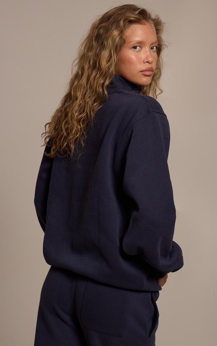 Pretty Little Thing Navy Cotton Fleece Quarter Zip Sweatshirt