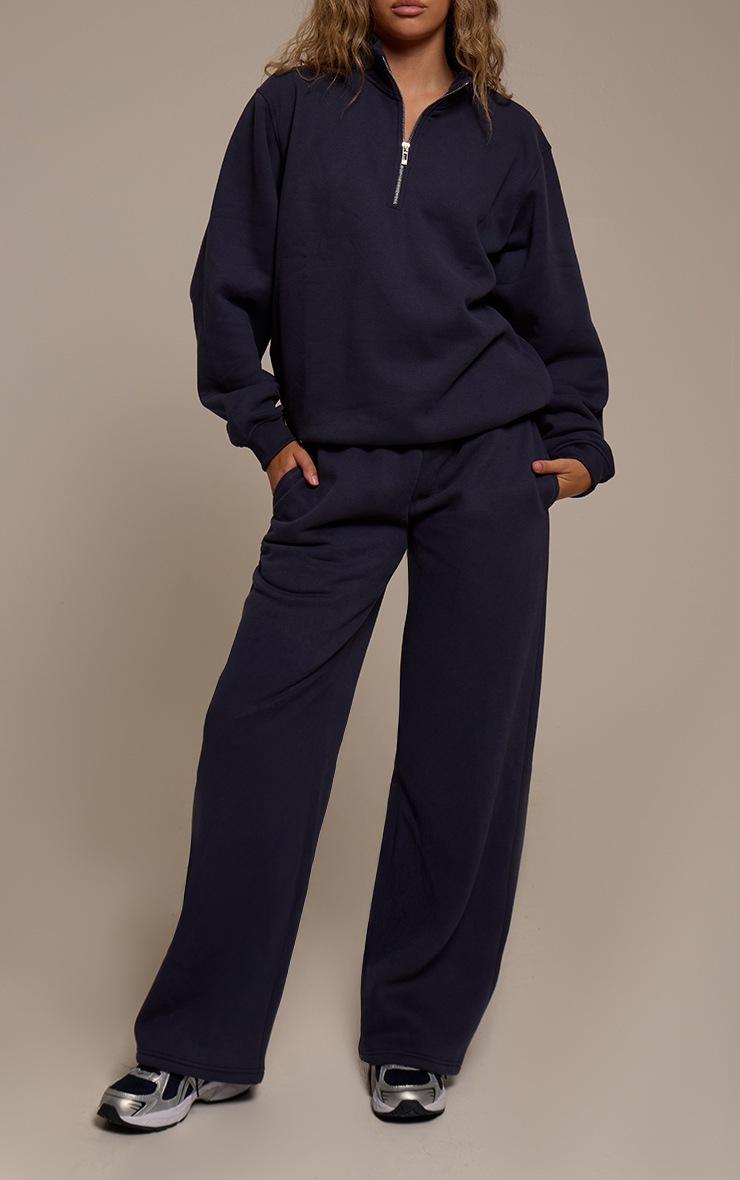 Pretty Little Thing Navy Cotton Fleece Straight Leg Sweatpants