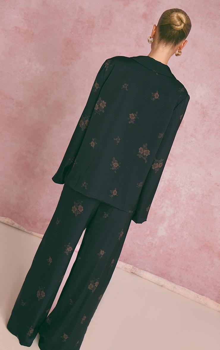 Pretty Little Thing Navy Ditsy Floral Satin Suit Pants