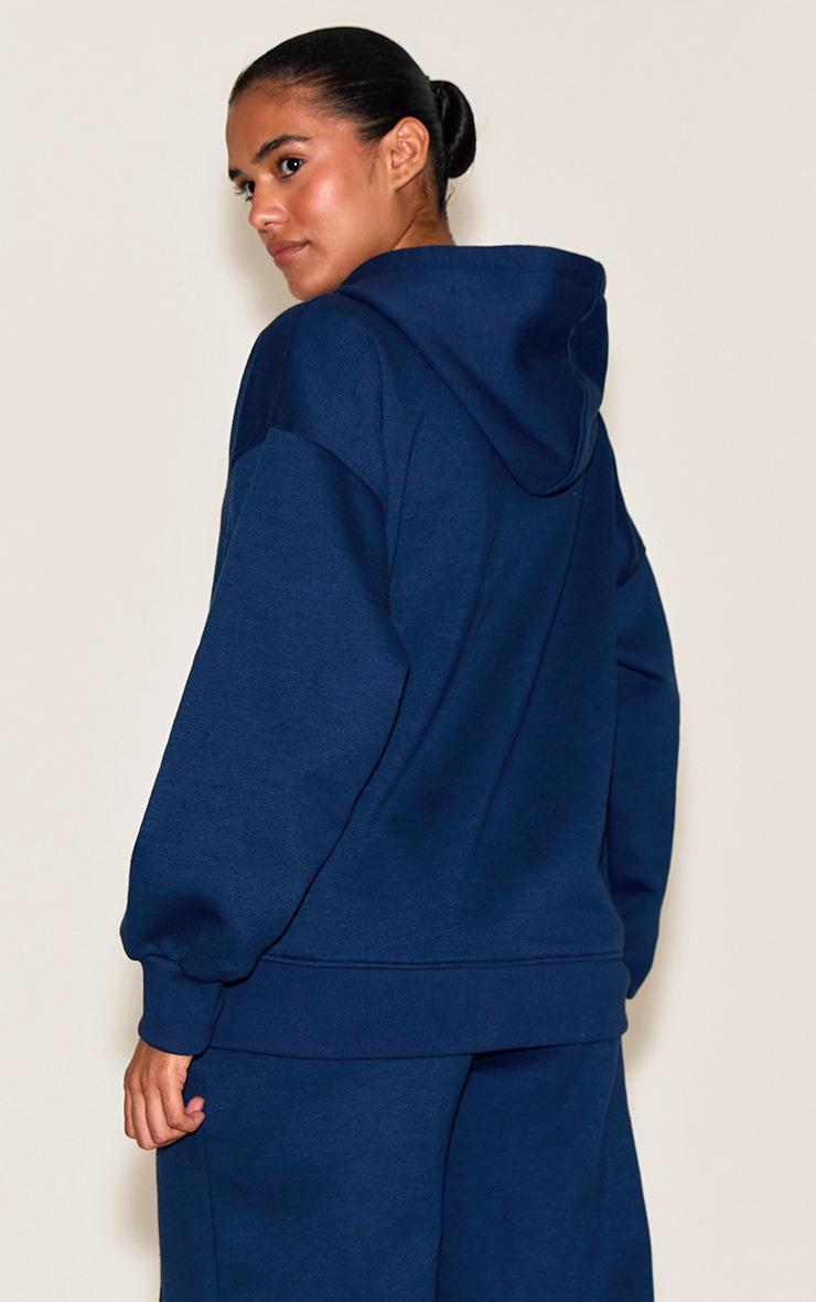 Pretty Little Thing Navy Oversized Zip Through Seam Detail Hoodie