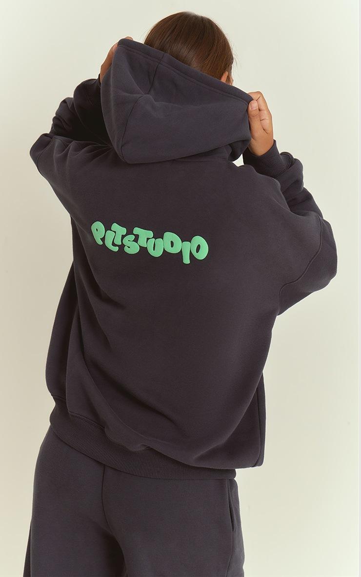Pretty Little Thing Navy Plt Studio Puff Print Hoodie