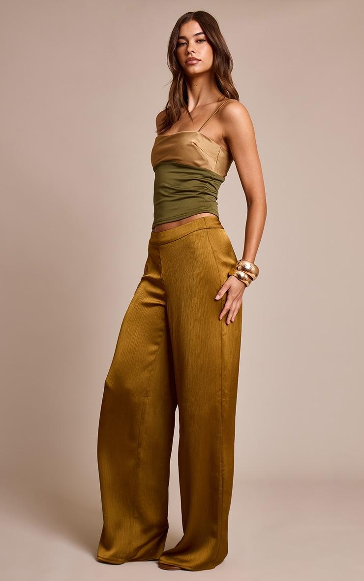 Pretty Little Thing Olive Contrast Bust Panel Strappy Cami Top