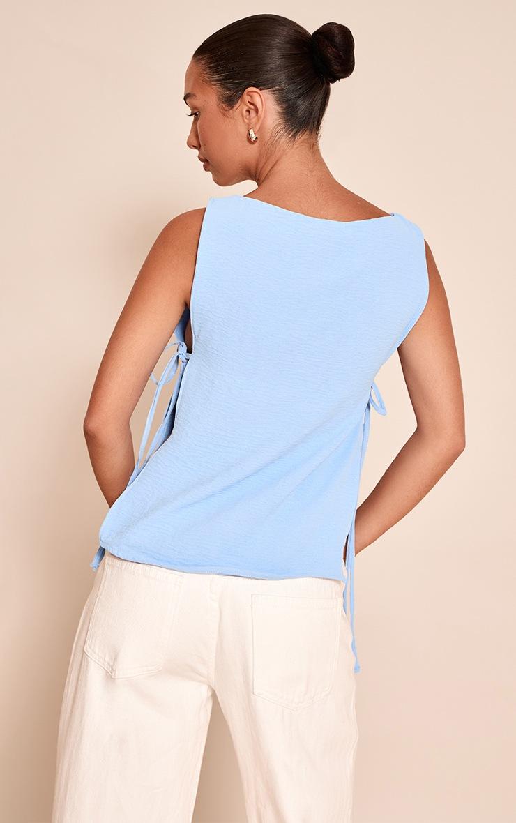 Pretty Little Thing Pale Blue Woven Tie Side Detail Long Top