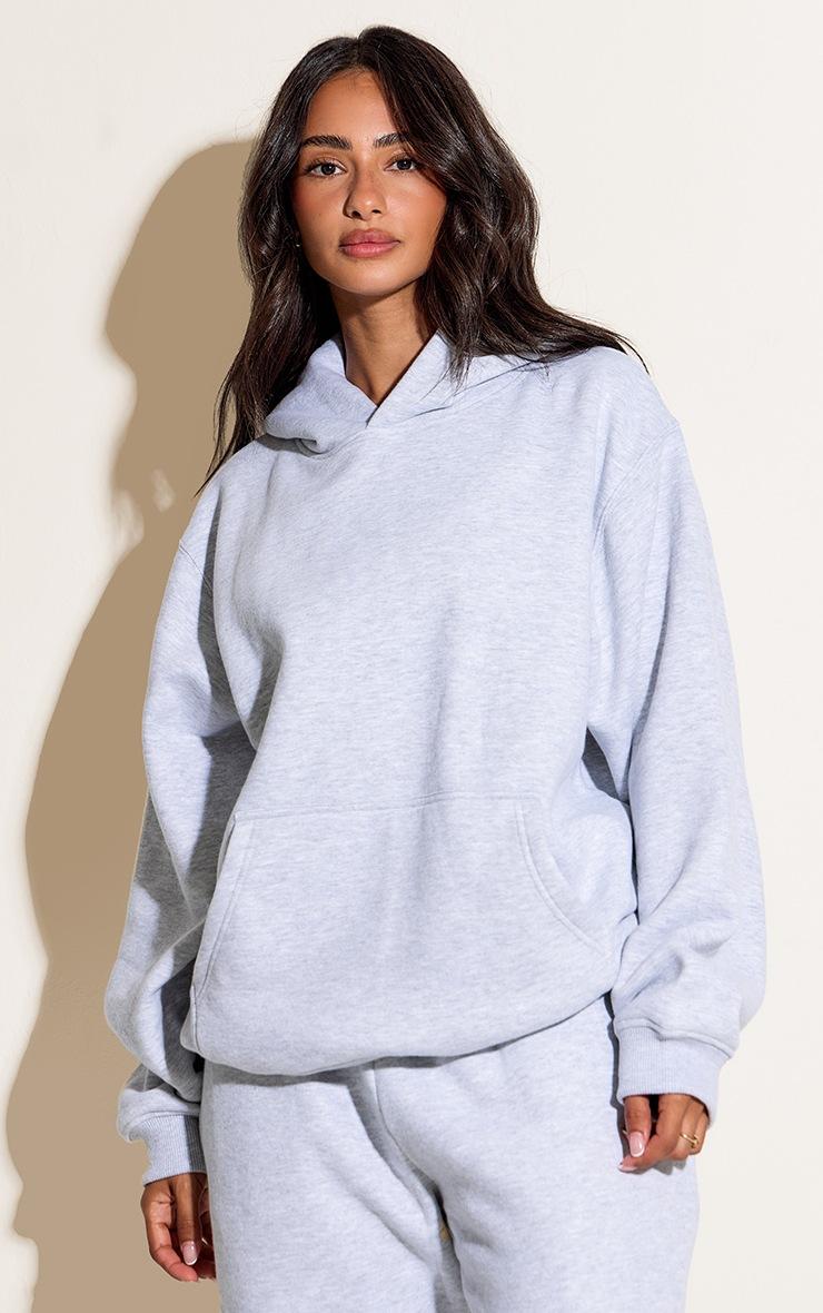 Pretty Little Thing Petite Ash Grey Oversized Pull Over Hoodie