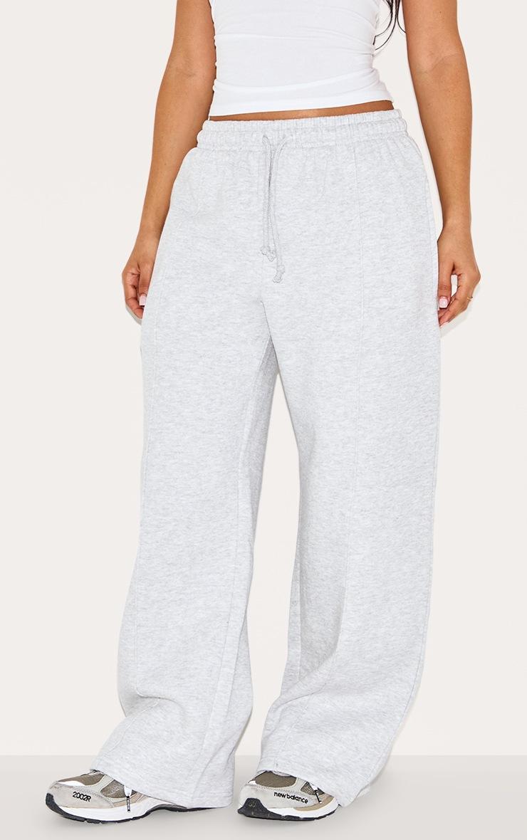 Pretty Little Thing Petite Ash Grey Pintuck Drawstring Straight Leg Sweatpants