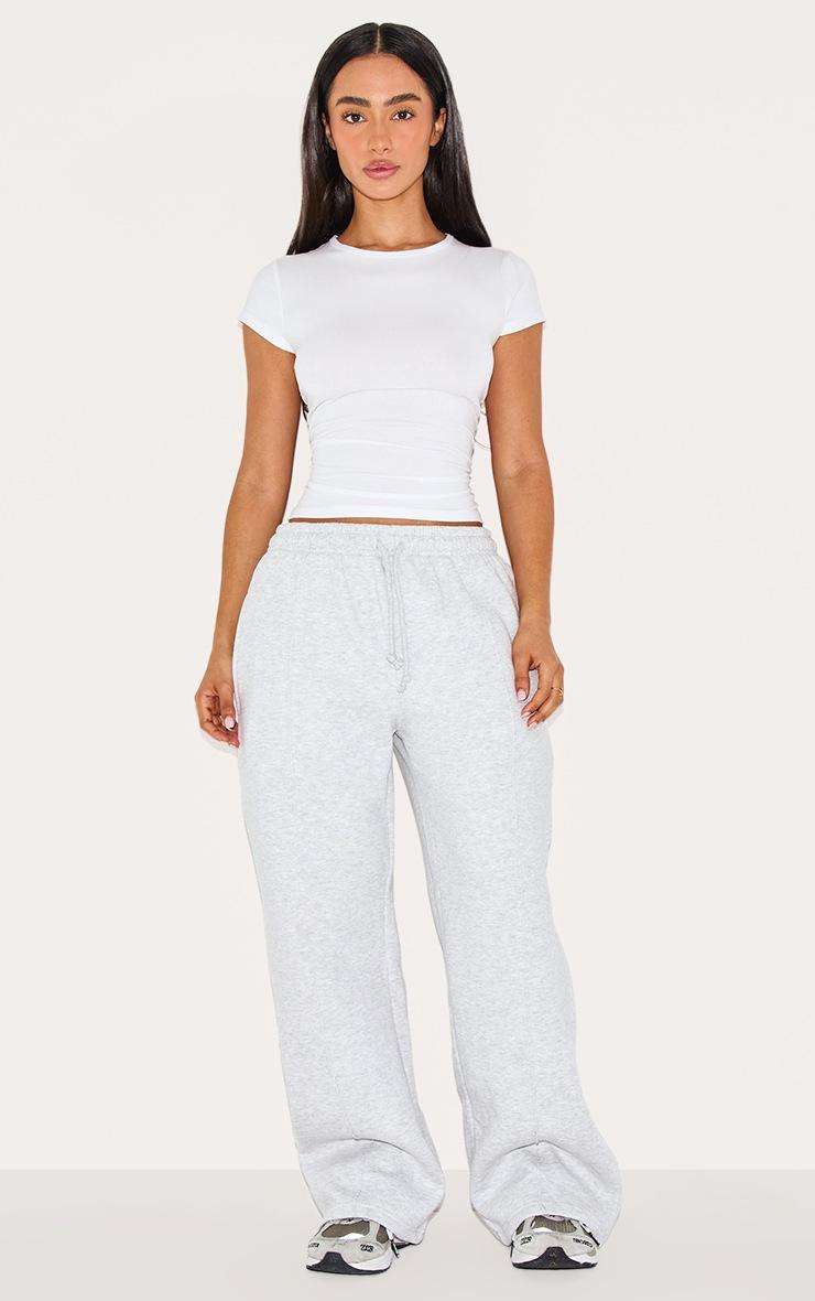 Pretty Little Thing Petite Ash Grey Pintuck Drawstring Straight Leg Sweatpants