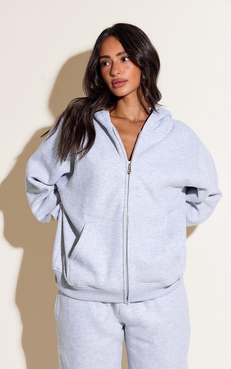 Pretty Little Thing Petite Ash Grey Zip Through Hoodie
