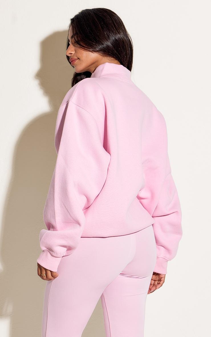 Pretty Little Thing Petite Baby Pink Funnel Neck Zip Sweatshirt