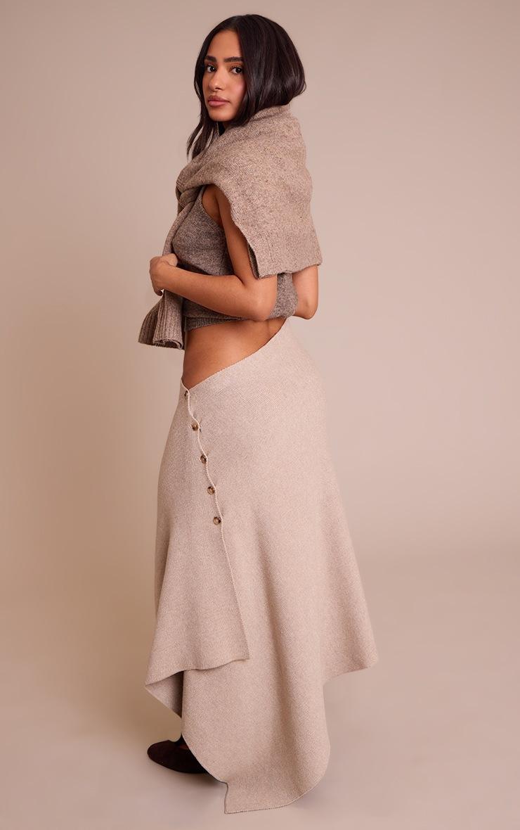 Pretty Little Thing Petite Beige Asymmetric Maxi Skirt
