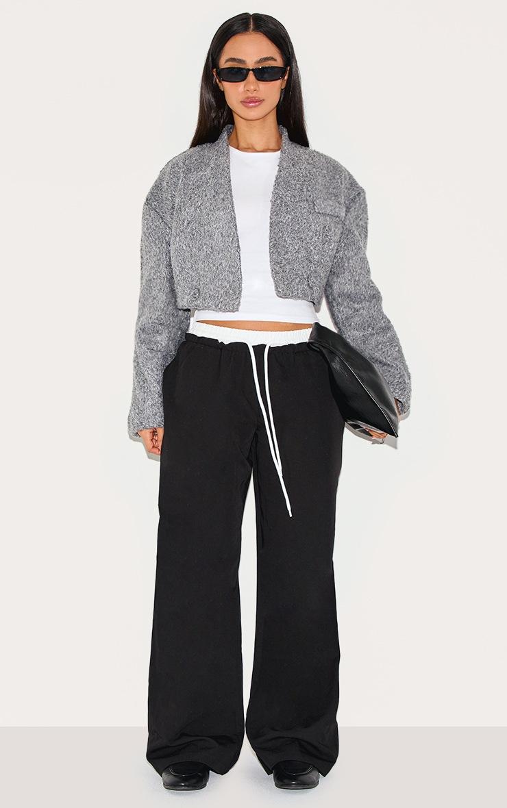 Pretty Little Thing Petite Black Boxer Detail Drawstring Waist Pants