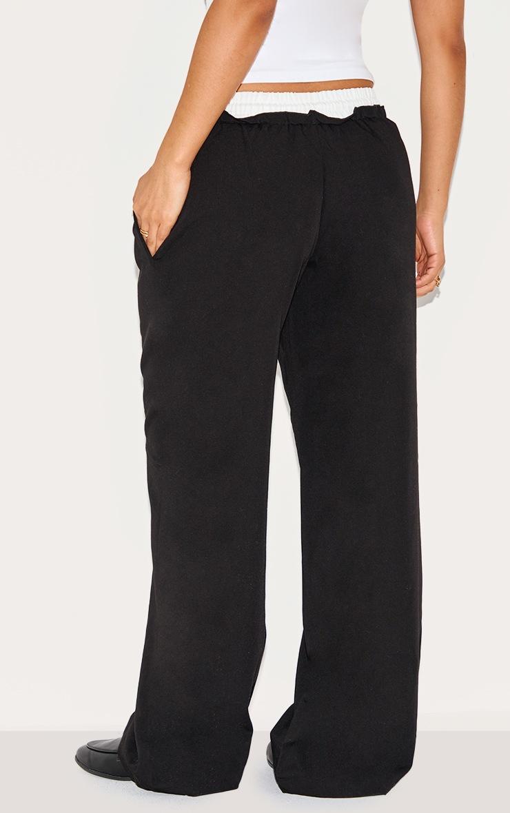 Pretty Little Thing Petite Black Boxer Detail Drawstring Waist Pants