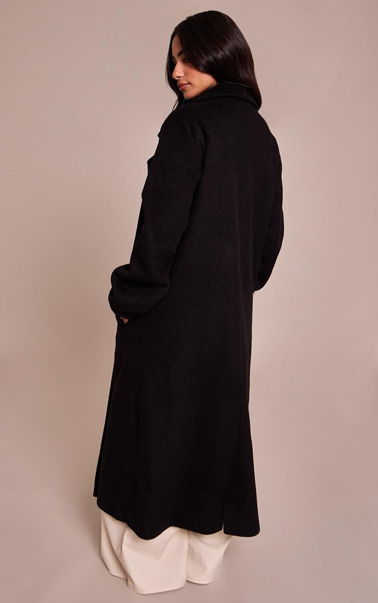 Pretty Little Thing Petite Black Brushed Wool Maxi Coat